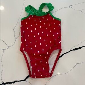 Old navy baby girl Strawberry Print One-Piece Swimsuit - Red & Green
